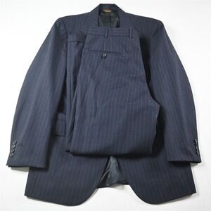 Vtg USA Made Southwick 42R 36x30 Navy Blue Wool Mens Jacket Pants Suit